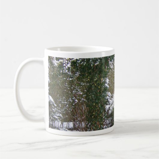 Sneeuw voor kerst in de Mok van tuinen en warme ca (Links)