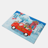 Sneeuw voor kerstbezorging van Sint Bernard Dog Deurmat (Schuin)