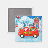 Sneeuw voor kerstbezorging van Sint Bernard Dog Magneet (Voorkant / Achterkant)