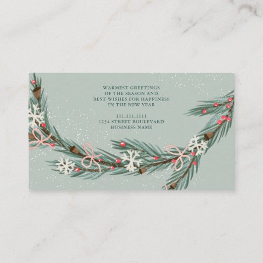 Sneeuw voor kerstgroen visitekaartje (Achterkant)