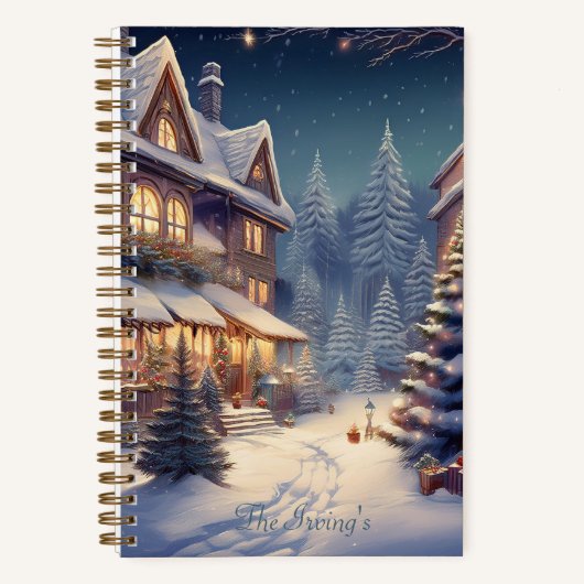 "Sneeuw voor Kerstmis" Gepersonaliseerd Dagboek Notitieboek (Voorkant)