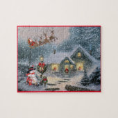 Sneeuw voor kerstmis in Santa Reindees Legpuzzel (Horizontaal)
