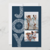 Sneeuw vreugde spekel twee foto navy kerst feestdagenkaart (Voorkant)