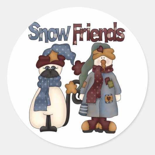 Sneeuw Vrienden Tshirts en geschenken Ronde Sticker (Voorkant)