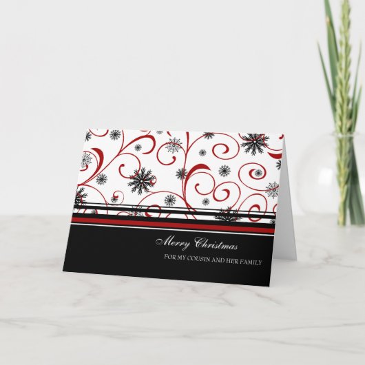 Sneeuw Vrolijk Kerstmis Neef & haar Familie Kaart (Voorkant)