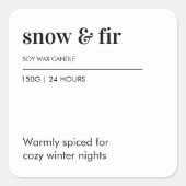 Sneeuw & vuur minimalistische soja kaars | Gezelli Vierkante Sticker (Voorkant)