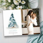 Sneeuw Watercolor Denn Kerstdag Cadeau Foto Feestdagenkaart