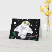 Sneeuw Wenskaarten Owl~Winter Kaart (Gele Bloem)