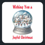 Sneeuw Wereldbol Blank Christmas Vierkante Sticker<br><div class="desc">Dit aanpasbare Kerst sticker is voorzien van een wereldbol met sneeuwliefhebbers.</div>