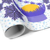Sneeuw wereldbol blauw inpakpapier (Rol Hoek)