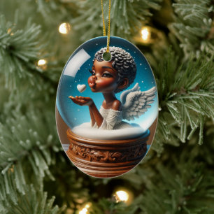 Sneeuw Wereldbol Engel, Ornament, Kussen, Engel Keramisch Ornament
