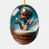 Sneeuw Wereldbol Engel, Ornament, Kussen, Engel Keramisch Ornament (Voorkant)