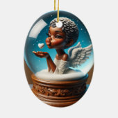 Sneeuw Wereldbol Engel, Ornament, Kussen, Engel Keramisch Ornament (Achterkant)