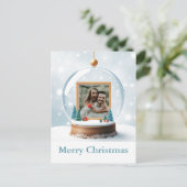  Sneeuw Wereldbol Foto Kerst Feestdagenkaart (Staand voorkant)