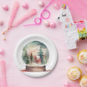 Sneeuw Wereldbol Glass Winter Wonderland Kerstmis Papieren Bordje (Feest)
