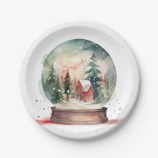 Sneeuw Wereldbol Glass Winter Wonderland Kerstmis Papieren Bordje (Voorkant)
