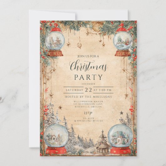  Sneeuw Wereldbol Kerst Kaart (Voorkant)