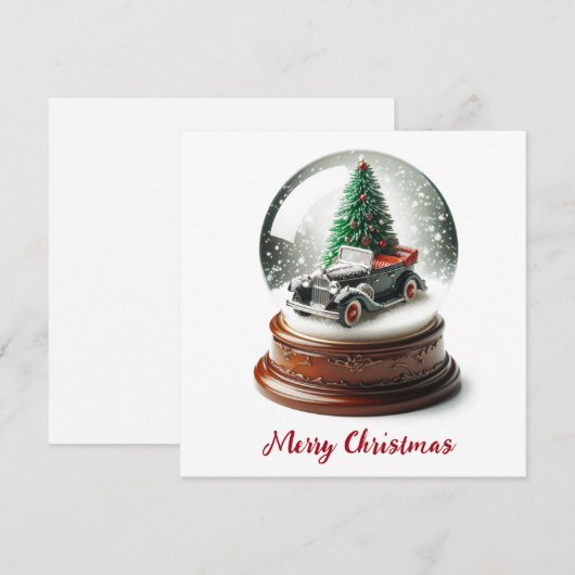 Sneeuw Wereldbol Kerstboom Vintage Car Feestdagenkaart (Voorkant / Achterkant)