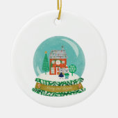 Sneeuw Wereldbol Kerstdorp met Santa Beer Keramisch Ornament (Voorkant)