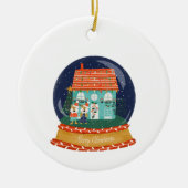 Sneeuw Wereldbol Kerstdorp met Santa Fox Keramisch Ornament (Voorkant)
