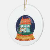 Sneeuw Wereldbol Kerstdorp met Santa Fox Keramisch Ornament (Links)