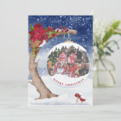 Sneeuw Wereldbol Kerstfoto Feestdagenkaart (Staand voorkant)