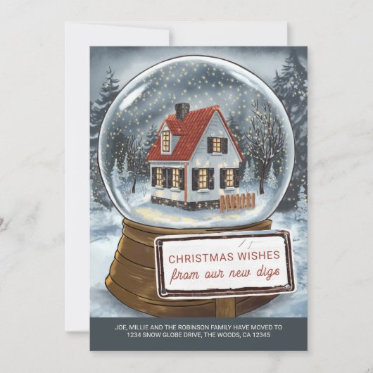 Sneeuw Wereldbol Kerstwensen van New Digs Feestdagenkaart (Voorkant)