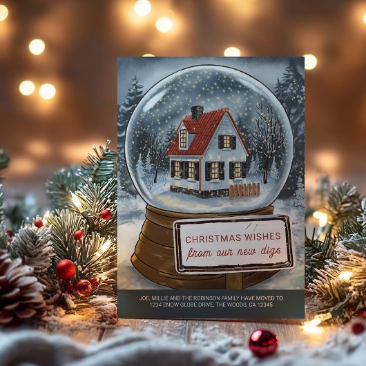 Sneeuw Wereldbol Kerstwensen van New Digs Feestdagenkaart