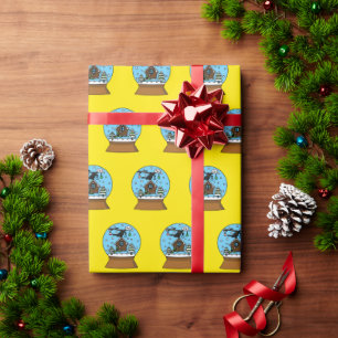 Sneeuw Wereldbol met Blackbird Zingen Cadeaupapier