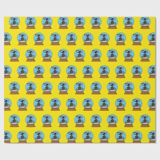 Sneeuw Wereldbol met Blackbird Zingen Cadeaupapier (Vlak)