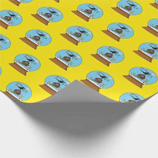 Sneeuw Wereldbol met Blackbird Zingen Cadeaupapier (Hoek)