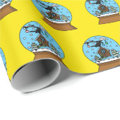 Sneeuw Wereldbol met Blackbird Zingen Cadeaupapier (Rol Hoek)