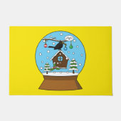 Sneeuw Wereldbol met Blackbird Zingen Deurmat (Voorkant)