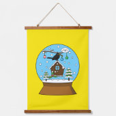 Sneeuw Wereldbol met Blackbird Zingen Hangend Wandkleed (Voorkant)