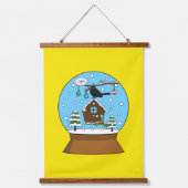 Sneeuw Wereldbol met Blackbird Zingen Hangend Wandkleed (Voorkant 2)