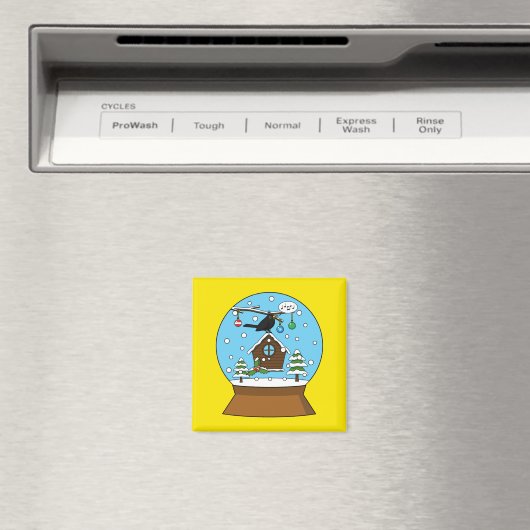 Sneeuw Wereldbol met Blackbird Zingen Magneet (Insitu (Vaatwasser))