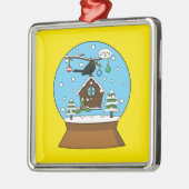 Sneeuw Wereldbol met Blackbird Zingen Metalen Ornament (Links)