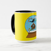 Sneeuw Wereldbol met Blackbird Zingen Mok (Voorkant links)