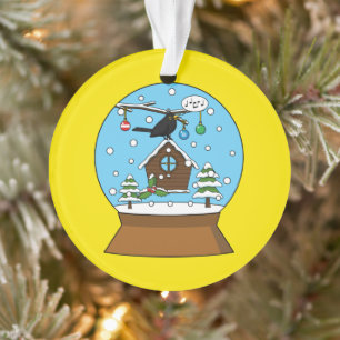 Sneeuw Wereldbol met Blackbird Zingen Ornament