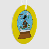 Sneeuw Wereldbol met Blackbird Zingen Ornament (voorkant)