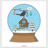 Sneeuw Wereldbol met Blackbird Zingen Sticker (Vel)