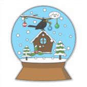 Sneeuw Wereldbol met Blackbird Zingen Sticker (Voorkant)