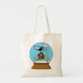 Sneeuw Wereldbol met Blackbird Zingen Tote Bag (Voorkant)