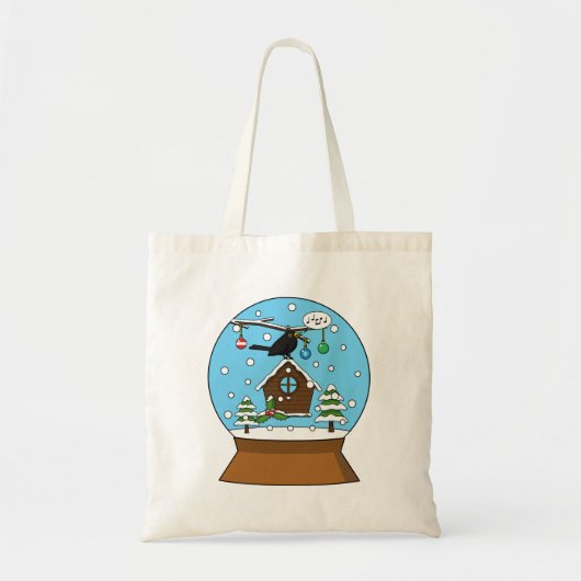 Sneeuw Wereldbol met Blackbird Zingen Tote Bag (Voorkant)