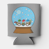 Sneeuw Wereldbol met drie Gnome Uilen Blikjeskoeler (Voorkant)