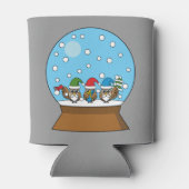 Sneeuw Wereldbol met drie Gnome Uilen Blikjeskoeler (Achterkant)