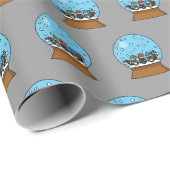 Sneeuw Wereldbol met drie Gnome Uilen Cadeaupapier (Rol Hoek)