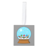 Sneeuw Wereldbol met drie Gnome Uilen Decoratie (Voorkant)