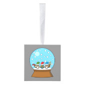 Sneeuw Wereldbol met drie Gnome Uilen Decoratie (Rechts)