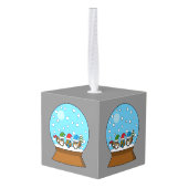 Sneeuw Wereldbol met drie Gnome Uilen Decoratie (Achter hoekig)